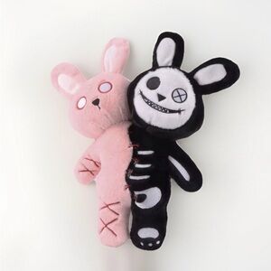 Goth Emo Punk Creepy‎ Cute Duo Two Headed Rabbit Bunny Plush 11.81” New